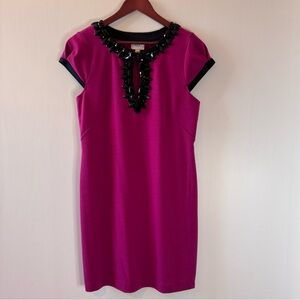 ECI Fuchsia Dress with Black Embellishments